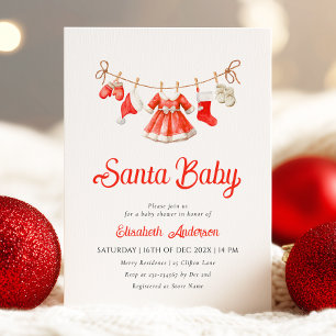 Red Santa Baby Baby Shower-inbjudan Inbjudningar