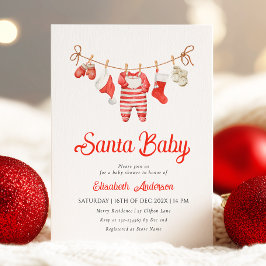 Red Santa Baby Baby Shower-inbjudan Inbjudningar