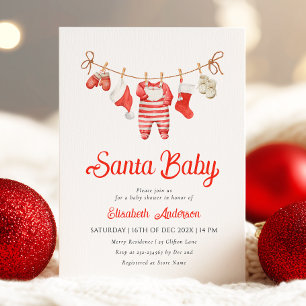 Red Santa Baby Baby Shower-inbjudan Inbjudningar