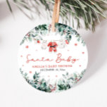 Red Santa Baby, Barnkläder Baby Shower Gåvor Etiketter<br><div class="desc">Barnkläderna Baby Shower Classic Round Sticker, Red Santa Santa Baby, tillför en festlig beröring till dina helgdag-temade babyduschfavörer och -dekorationer! Med en charmerande design med vackra barnkläder från tomten på en julklapp, fångar den här klistermärket säsongens glatta anda. Det är perfekten att avsluta hand för att anpassa gåvor, favoritpåsar och...</div>