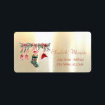 Red Santa Baby Bear-julklappen Guld Adressetikett<br><div class="desc">Den berömda julklappen från Santa baby på guld glänsande bakgrund. En elegant och en sofistikerad design. Anpassa med ditt namn och information om adress.</div>