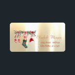 Red Santa Baby Bear-julklappen Guld Adressetikett<br><div class="desc">Den berömda julklappen från Santa baby på guld glänsande bakgrund. En elegant och en sofistikerad design. Anpassa med ditt namn och information om adress.</div>
