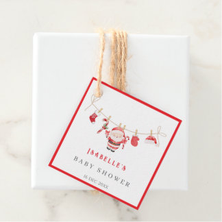 Red Santa Baby Christmas Baby Shower Favor Tags Gåvor Etiketter