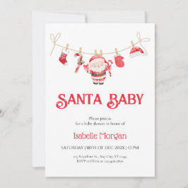 Red Santa Baby Christmas Baby Shower Invitation Inbjudningar
