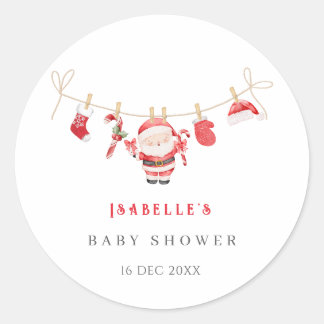 Red Santa Baby Christmas Baby Shower Stickers Runt Klistermärke