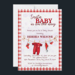 Red Santa baby christmas babydusch Inbjudningar<br><div class="desc">Juli Baby Baby Shower Gender Neutral-inbjudan. Vänner och familj från inbjudan till  i en glädje av nyfödd bebis på vägen med denna festliga babyduschinbjudan.</div>
