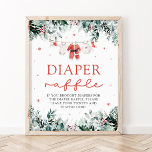 Red Santa Baby jul Baby Shower Raffle Poster