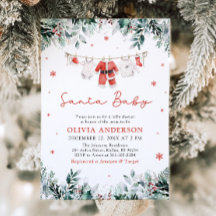 Red Santa Baby jul Clothesline Baby Shower