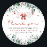 Red Santa Baby jul Clothesline Baby Shower Runt Klistermärke<br><div class="desc">Lägg till en festlig beröring till din babydusch med vår Red Santa Baby-julklapp Baby Shower Classic Round Stickers! Med söta röda barnkläder som hänger på en julmatad trasa är dessa runda klistermärken perfekt för förslutning av höljen, dekorering av favoritpåsar eller tillägg av en helgdag till babyduschdekorn. De här mångsidiga klistermärkena...</div>