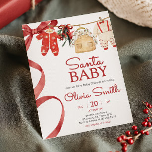 Red Santa Baby, julklapp för babykläder Inbjudningar