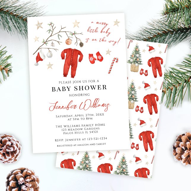 Red Santa Baby julvinter Baby Shower Inbjudningar (Skapare uppladdad)