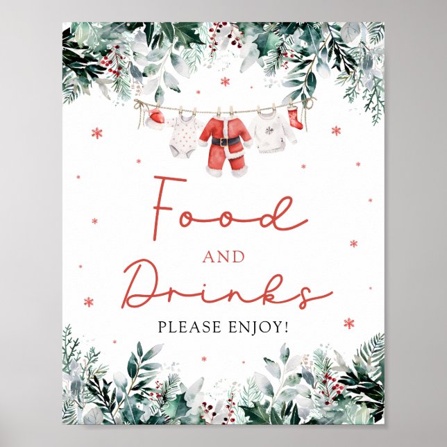 Red Santa Baby Shower Food and Drinks Poster (Framsidan)