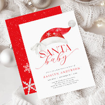 Red Santa Baby Shower-inbjudan