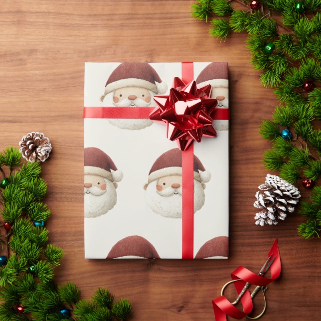 Red Santa Claus Rustic Christmas Wrapping Paper Presentpapper (Julgåva)