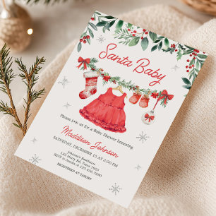 Red Santa Festive Baby Shower Inbjudningar