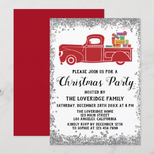 Red Santa Gifts Helgdag jul Party Silver Inbjudningar