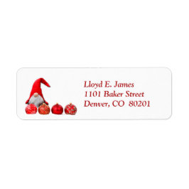Red Santa Gnome-julets Returadress Returadress Etikett