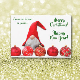 Red Santa Gnome-julklapp - platt kort