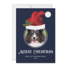 Red Santa Hat Anpassningsbar Photo Template on Blu