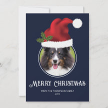 Red Santa Hat Anpassningsbar Photo Template on Blu