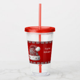 Red Santa Hat Helgdag Acrylic Tumbler Take Away Mugg