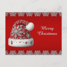 Red Santa Hat Helgdag julvykort