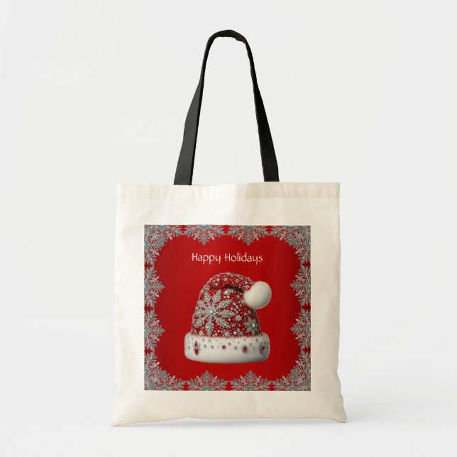 Red Santa Hat Helgdag Tote Bag Tygkasse (Framsidan)