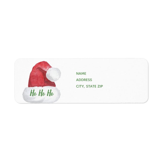 Red Santa Hat/ Ho Ho Ho Returadress Etikett (Framsidan)