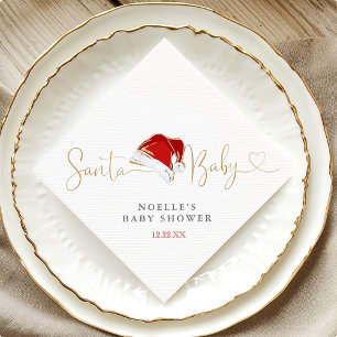 Red Santa Hat jul Santa Baby Baby Shower Pappersservett