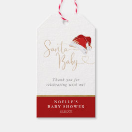Red Santa Hat jul Santa Baby Baby Shower Presentetikett