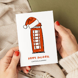 Red Santa Hat London Red Telefon Box Business Julkort