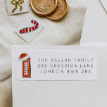 Red Santa Hat London Telefonbox-Returadress Returadress Etikett<br><div class="desc">Viktiga returetiketter med en telefonbox i London som fyllts med en jultomt som speciell festipshjälp bredvid adress. Gör att du får lycklig julhelgar hela säsongen! Originalkonst och design av Annie Montgomery Design.</div>