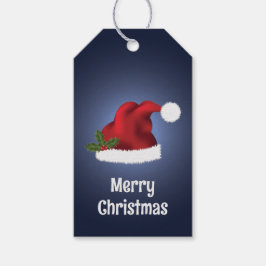 Red Santa Hat med jultomten i blått Presentetikett