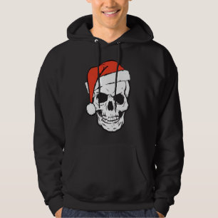 Red Santa Hat Skull på den vackra julgrusen Hoodie