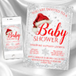 Red Santa Hat Snowflake jul Baby Shower Inbjudningar<br><div class="desc">Julbabyduschinbjudningar med söt röd julhatt på en vacker röd och vit diamant och snöflingor vinterbakgrunden. De här söta röda och vita vinterbabyduschinbjudningarna till julbabybabyduscharna är lätta att anpassa för din händelse genom att helt enkelt lägga till dina uppgifter.</div>