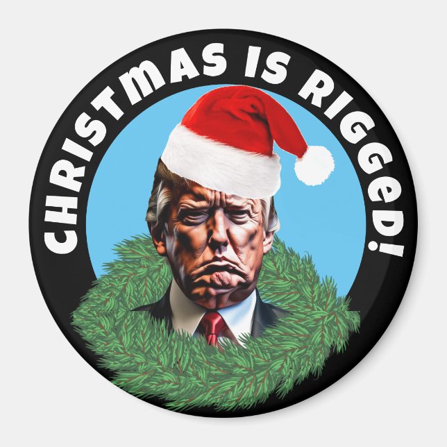 Red Santa Hat Trump Rigged jul Magnet (Framsidan)