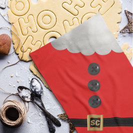 Red Santa Kostym Modern Monogram jul Helgdag Kökshandduk