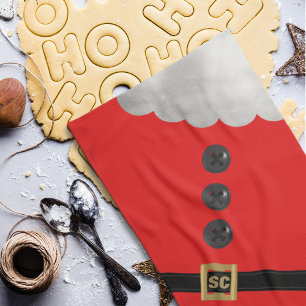 Red Santa Kostym Modern Monogram jul Helgdag Kökshandduk
