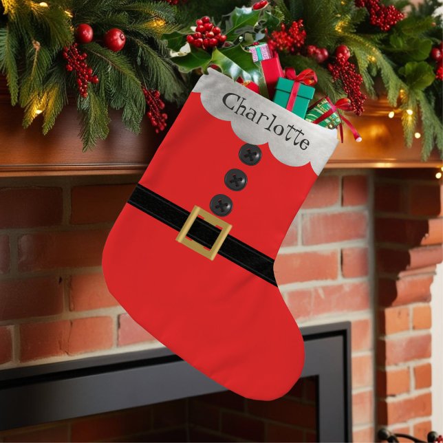 Red Santa Kostym Personlig Liten Julstrumpa (Ho Ho Ho! Just add your name)