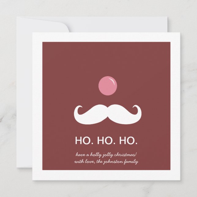 Red Santa Mustache jul - Flat-kort Julkort (Framsida)