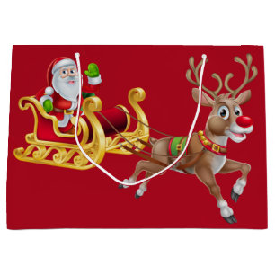 Red Santa Reindeer på Sleigh God jul