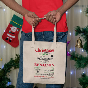 Red Santa Sack North Pole Hjort Delivery Tygkasse