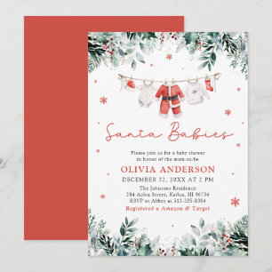 Red Santa Spädbarn Twillingar, julstödschema Inbjudningar