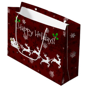 Red Santa's Sleigh och Reindeer Gift Bag