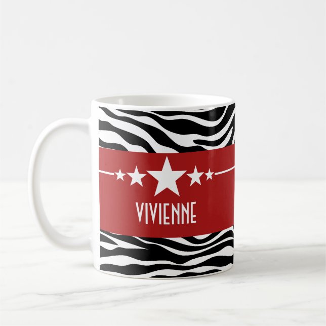 Red Sassy Star Zebra Mugg (Vänster)