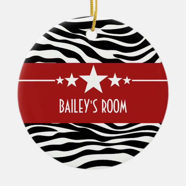 Red Sassy Star Zebra Ornament (Framsidan)