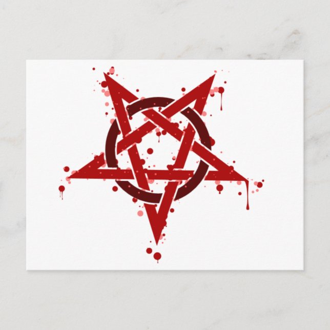 Red Satanic Pentagram Vykort (Framsida)