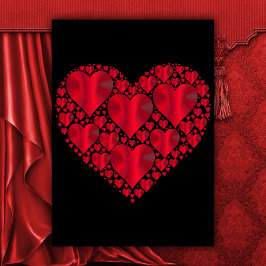 Red Satin Hearts, Black Valentine Helgkort