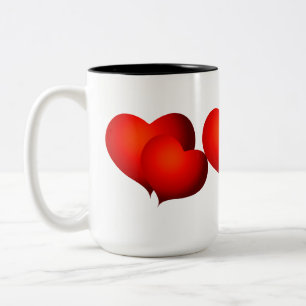Red Satin Hearts Två-Tonad Mugg