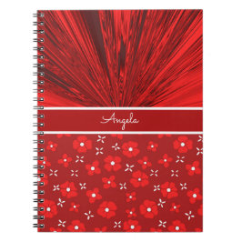Red Satin n Flowers Personlig Journal Anteckningsbok Med Spiral
